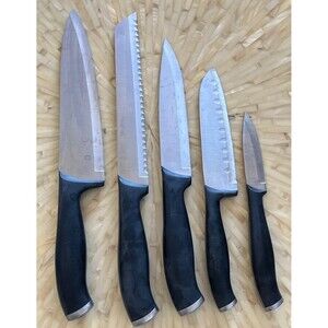 Henckels Assure‎ Knife Set 5 Piece Knives Serrated Stainless Steel Black Handle
